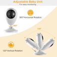 LEXLIFE Babyphone Vidéo 2,4 '' LCD, Ecoute bébé Surveillance Multifonctions sans fil zoom bidirectionnelle Vision nocturne-1