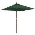 Parasol de jardin - VIDAXL - Mât en bois vert - 198x198x231 cm - Anti-UV et anti-décoloration-1