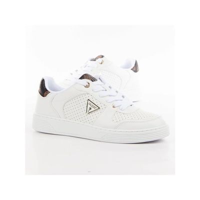 Basket Guess Femme daiso Blanc Simili Cuir Blanc Cdiscount