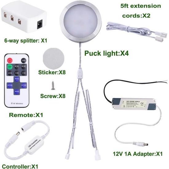 Lampes LED sans fil x4 avec télécommande