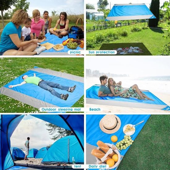 Couverture De Pique-nique Imperméable Rojeam - Grande Taille XL (145x200 Cm) - Tissu Oxford, Fond PVC, Pliable