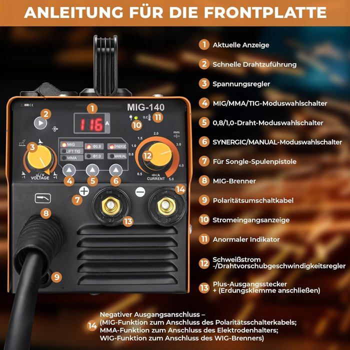 Poste à Souder MIG 2 En 1 200A 230V – Sans Gaz & ARC – Compact