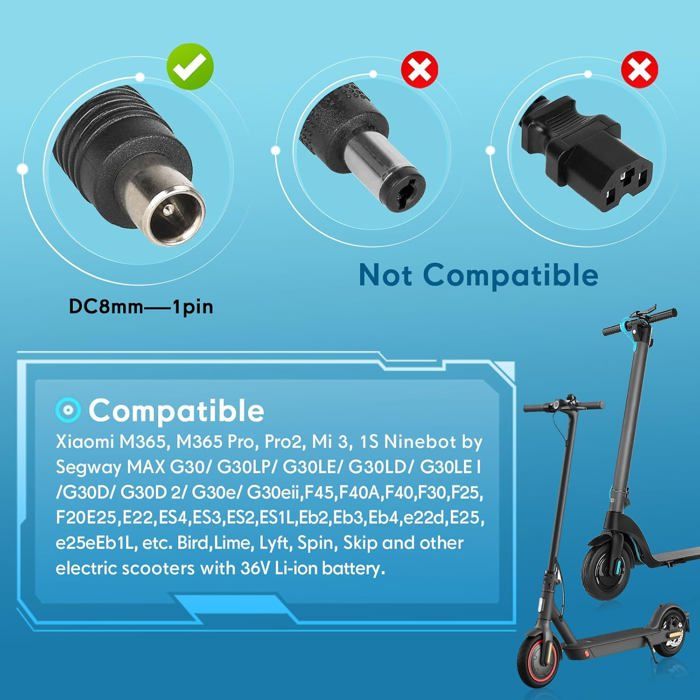 Chargeur Universel Pour Trottinette électrique 42V 2A, Compatibles Xiaomi M365, Ninebot, Etc. Batterie Voiture Chargeur Universel Pour Trottinette électrique 42V 2A, Compatibles Xiaomi M365, Ninebot, Etc. Batterie Voiture