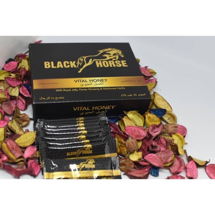 Authentique BLACK HORSE HONEY Miel Boite de 24x10g - Cdiscount Santé -  Mieux vivre