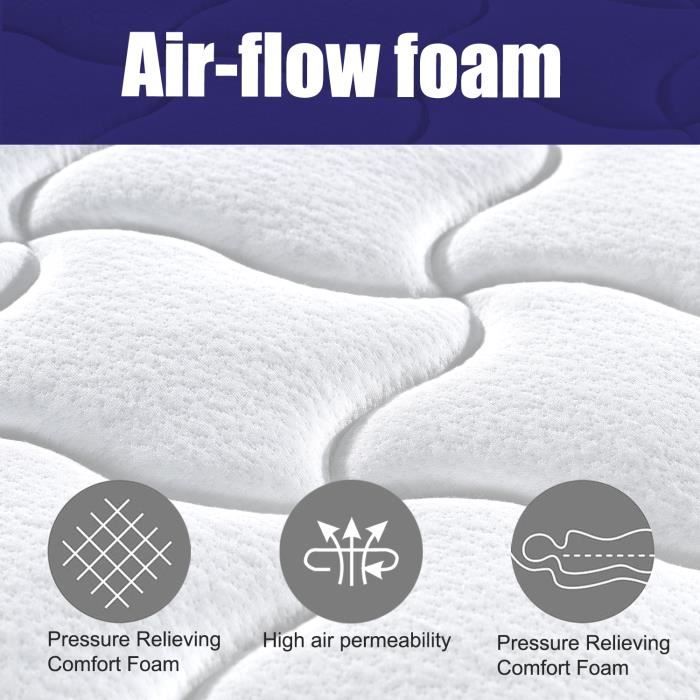 Matelas Mousse à Mémoire De Forme DEWINNER 140x190 Cm – Confort Ferme – 20 Cm D'Épaisseur – Nuits D'Or