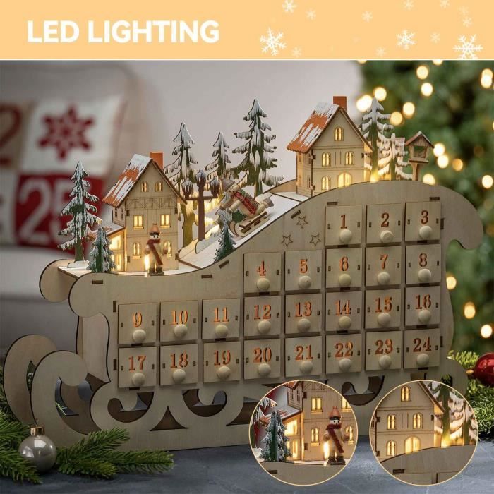 Calendrier De L'Avent DIY En Bois Et Tissu – 24 Sacs + Chiffres En Bois – Déco De Noël à Personnaliser