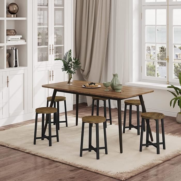 WOLTU Tabouret Bois Massif Hêtre - Chaise Cuisine/Salle à Manger Carrée 44,5 Cm, Style Scandinave Naturel, Charge 150 Kg (BH344ei-2)