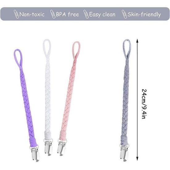 Lot De 4 Attaches Tétine Pour Bébé - Clips Coton Unisexes, Sécurité Anti-étouffement