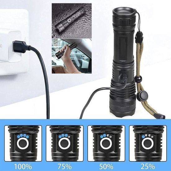 2 Mini Lampes De Poche 5000 Lumens Rechargeables USB - Clip De Capuchon, étanches IP45 - Pour Rando, Camping