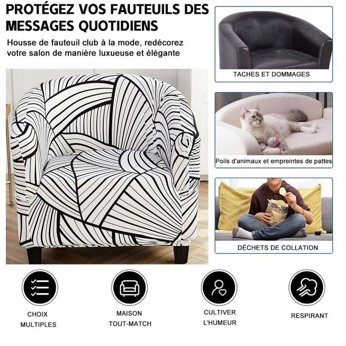 Housse élastique FAVERTI Pour Fauteuil à Oreilles - Modèle Real - Tissu Jacquard Coton, 16 Couleurs - Lavable Machine