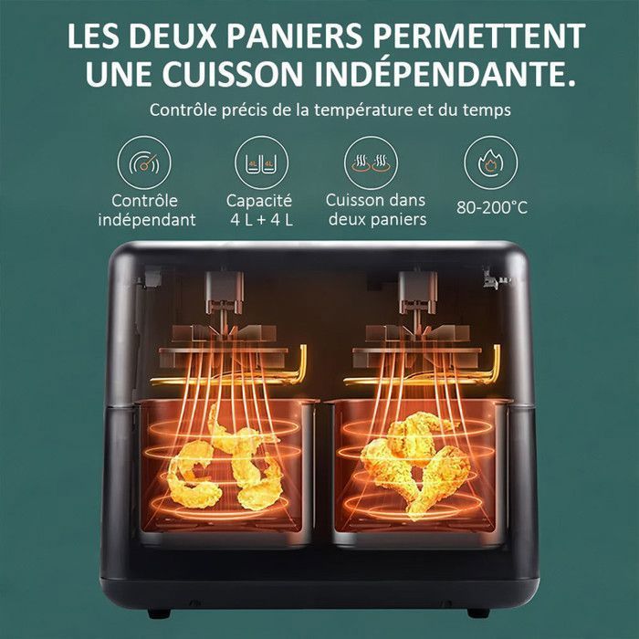 Tristar Friteuse Sans Huile Dualzone Flex, 10L, 2800W, 8 Programmes