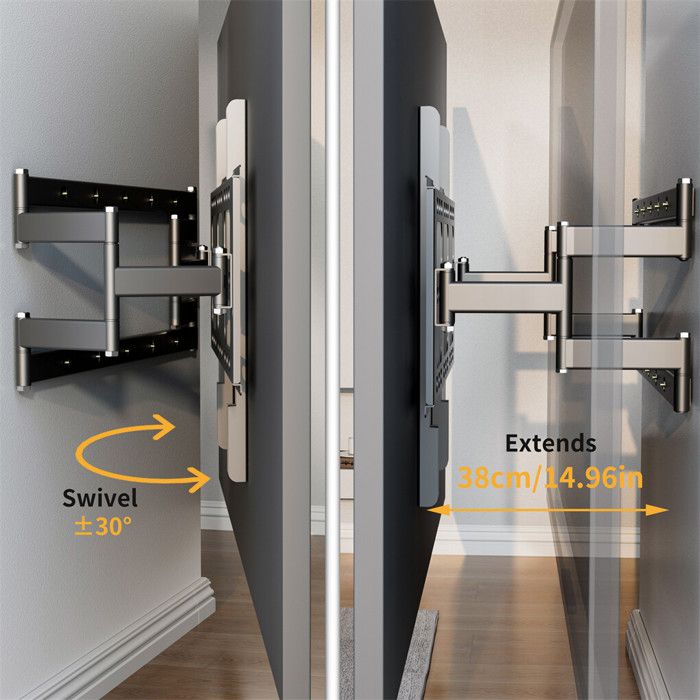 Support TV Mobile Sur Roulettes ECOTINY - Pour Téléviseurs 55 à 100 Pouces, Charge Max 75 Kg - Avec étagère De Rangement - VESA Jusqu'à 800x600 Mm - Noir