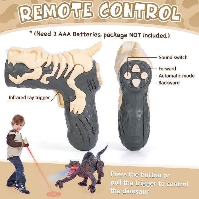 Dinosaure Télécommandé T-Rex – 2,4 GHz, LED, Marche, Rugit, Pulvérise, Capteurs Tactiles, Batterie 1200 MAh