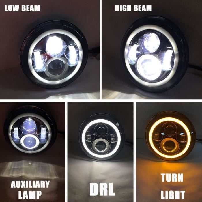 MGLLIGHT 7 Pouce LED Phares Rond Halo Ange Yeux DRL Cote dIvoire