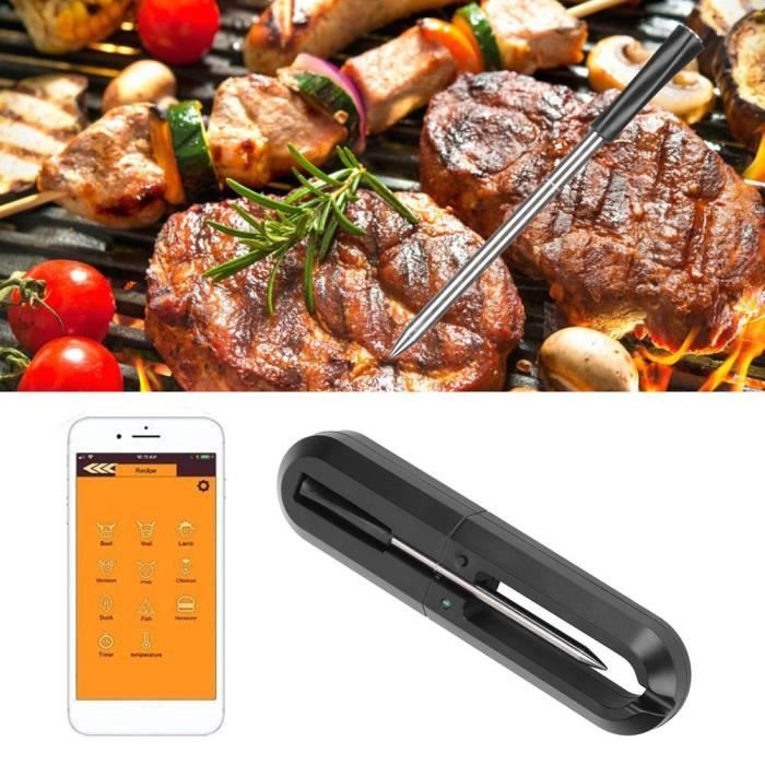 Qiilu thermomètre sans fil pour barbecue Thermomètre à steak de viande sans  fil BBQ Thermomètre de cuisson des aliments - Cdiscount Maison