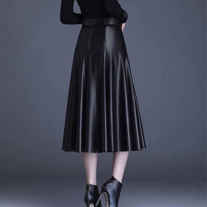 Jupe longue cuir clearance plissee