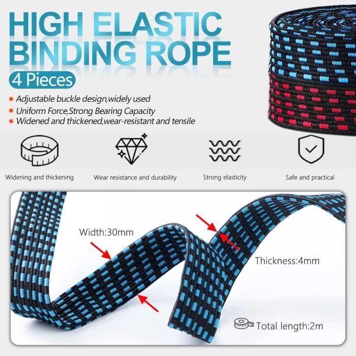 Tendeurs Elastique Plat Avec Crochets 2m,sandow Reglable Elastique