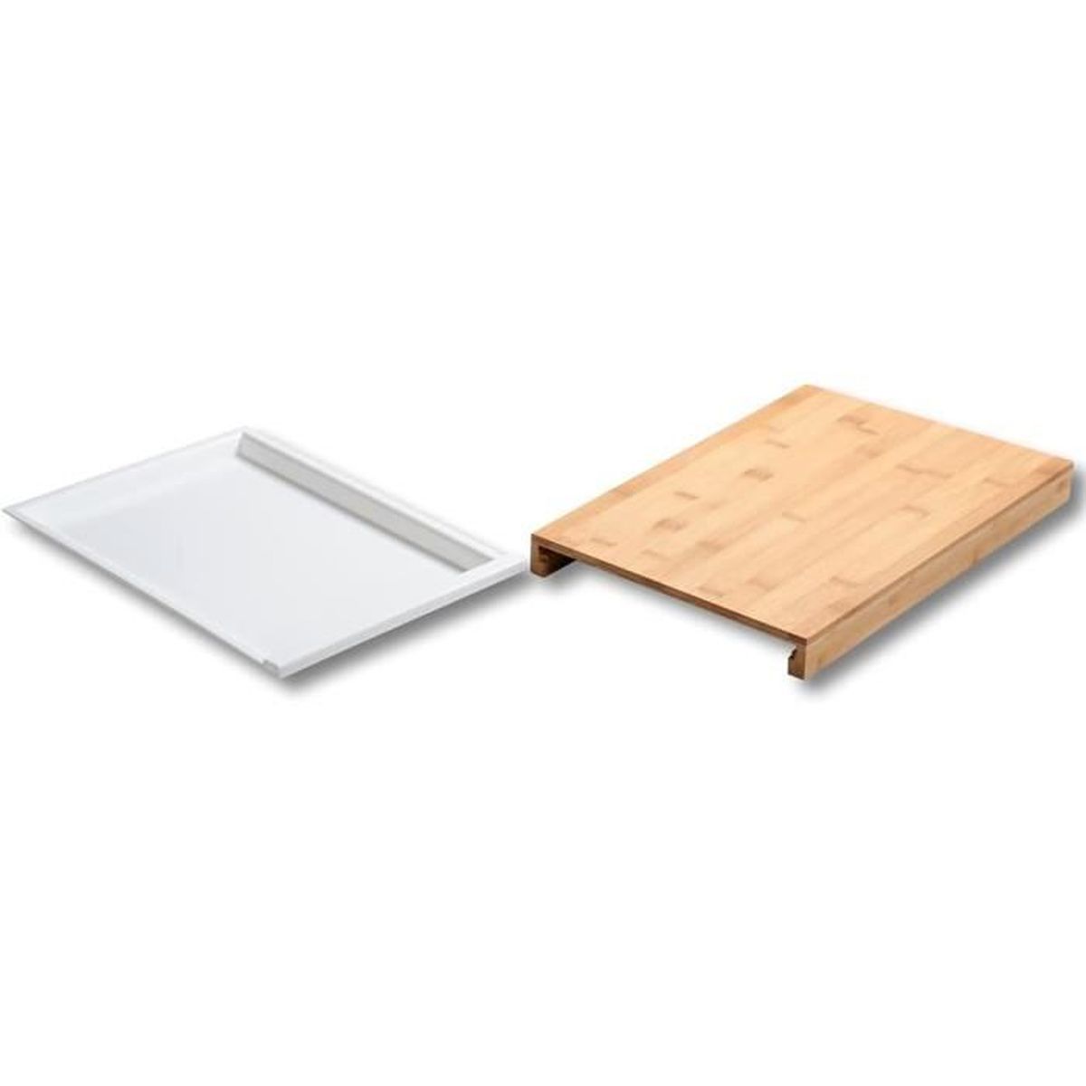Planche à Découper Bambou Avec Bac Récupérateur Intégré – Tiroir Plastique Pour Déchets, Cuisine Pratique Et Écologique 38x26 Cm