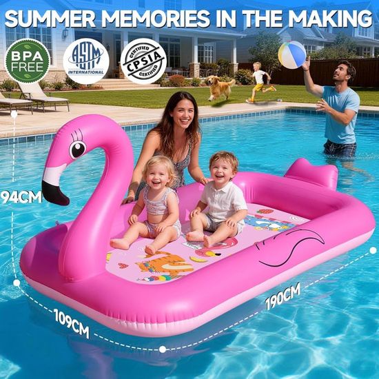 Haozozo Splash Pad pour enfants avec fonction antidérapante, 170 cm, arroseur d'eau, jeu d'eau, jardin, piscine, jouet aquatique pour enfants et chiens (carré 170 cm