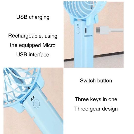 Color : White Fofofs Ventilateur électrique se pliant Portable USB silencieux petit ventilateur
