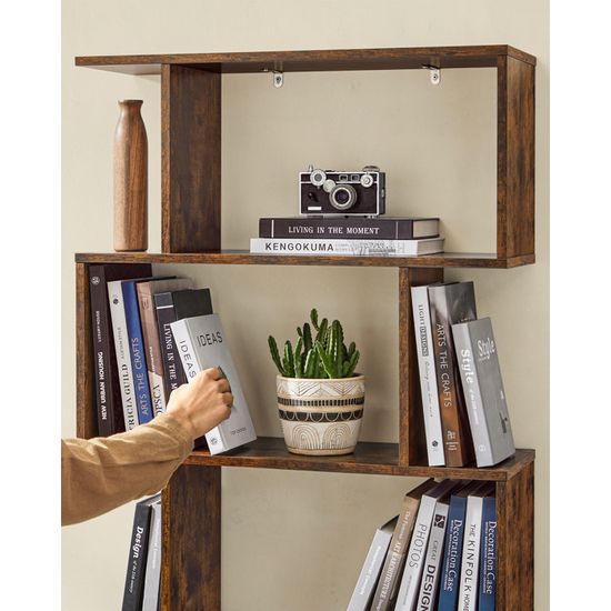 vasagle bibliotheque rustique etagere a 6 niveaux meuble de rangement cloison separateur 70 x 24 x 190 5 cm lbc61bx cdiscount maison