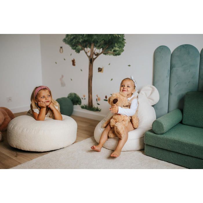 Pouf Enfant Sweet Avec Oreilles - Tissu Lincoln, Mousse Polyuréthane, Style Montessori, Couleur Pêche - 11