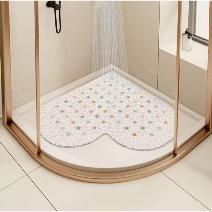 LuxStep Tapis De Douche, 61 X 61 Cm, Antidérapant Avec Drainage, Tapis De Bain En Luffa