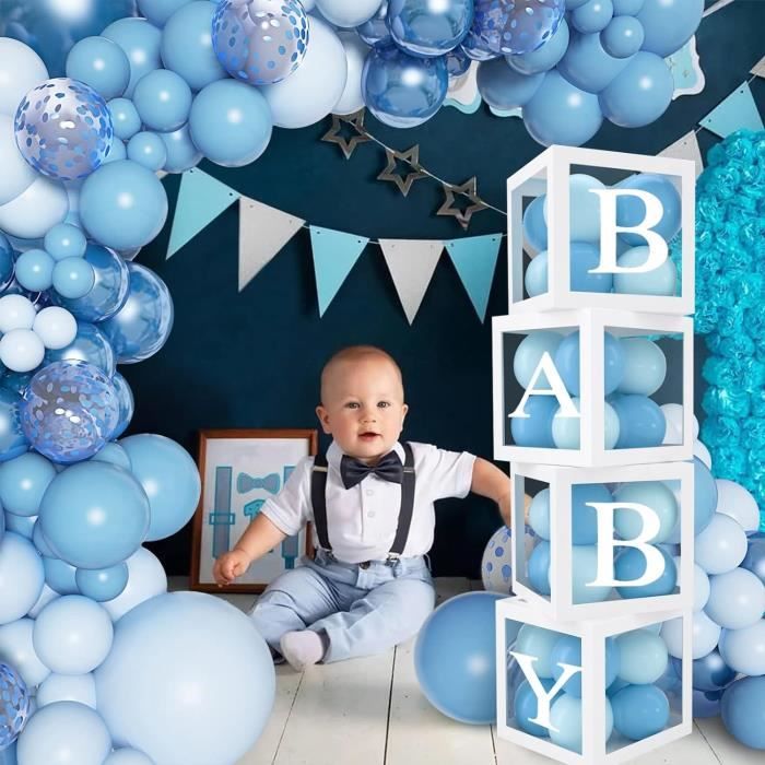 Ballon bapteme garçon X8 bleu et blanc - Décoration naissance et baptême -  Creavea