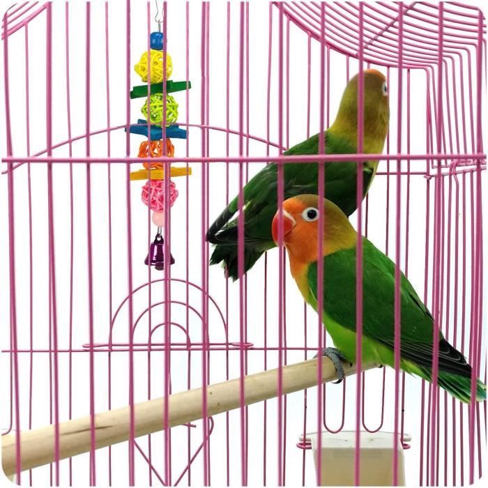 Jouets Pour Oiseaux - Lot De 7 Pièces (Balançoire, Hamac, Échelle, Perchoirs) - En Bois Naturel - Pour Perruches, Perroquets, Calopsittes