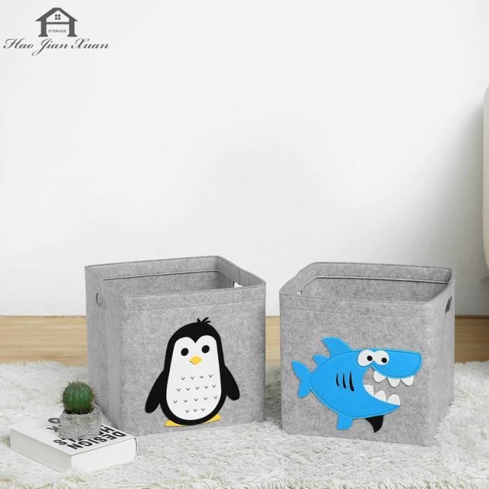 Clastyle Panier Rangement Animaux 40x30x30 Cm - Boîte Jouets Ours Tigre Léopard Pour Chambre Enfants