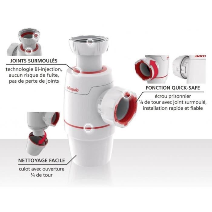 Wirquin Sifone Per Lavabo Neo Air D40 - Bianco, Antiodore, Facile Installazione, Zero Perdite - Foto 14