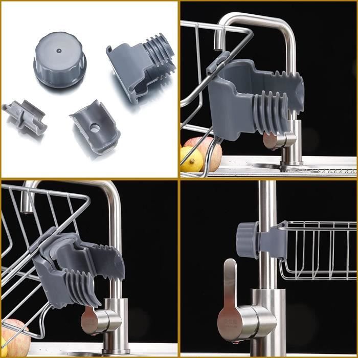Étagère Douche Sans Percage GOOPOOL - Support Pour Barre Douche 18-25mm - 2 Crochets Inclus - Blanc