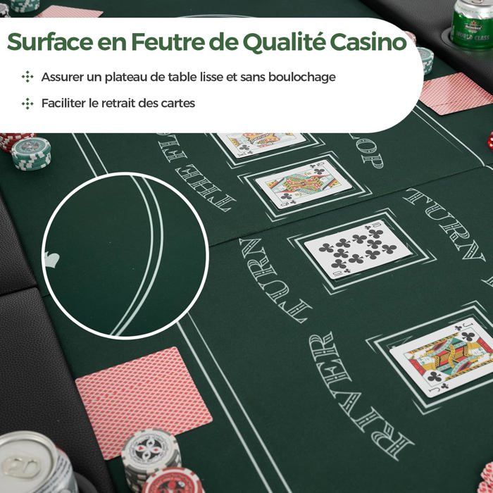 Table De Poker Pliante 8 Personnes – Avec Jetons Et Cartes – État Neuf
