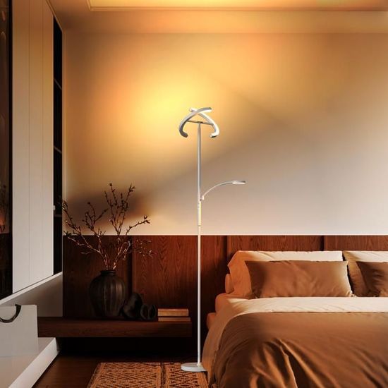 Lampe De Lecture Télécommande LED Lampadaire Sur Pied Seruno Avec Télécommande - Luminosité Et Couleur Réglables, Ampoule LED Incluse, Design Moderne Pour Salon Et Chambre Lampadaire Pied Télécommande
