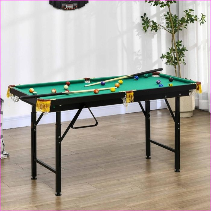 Table De Billard 6FT Pliable – 180 X 90 X 79 Cm, Avec 2 Queues, Boules, Craie, Triangle Et Brosse – Idéal Adultes Et Enfants