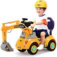 GOPLUS Tracteur Voiture Enfant Excavatrice Jouet d'Imitation avec Casque,Tracteur de Construction d'Excavatrice,Tractopelle-0