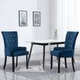 Vintage Chaise de cuisine - Chaise de salle à manger et accoudoirs 2 pcs Bleu foncé Velours - Fauteuil de Relaxation - Moderne ®IQZH-0