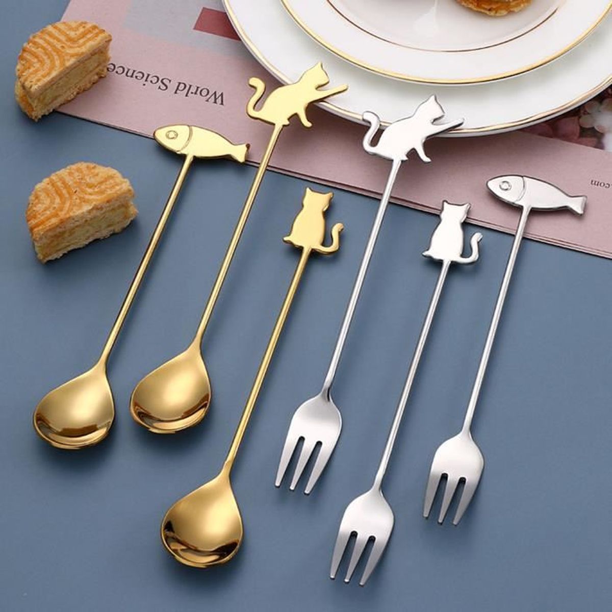Lot de 10 cuillères à dessert réutilisables en acier inoxydable pour café, thé, crème glacée, fruits, sucre, gâteau