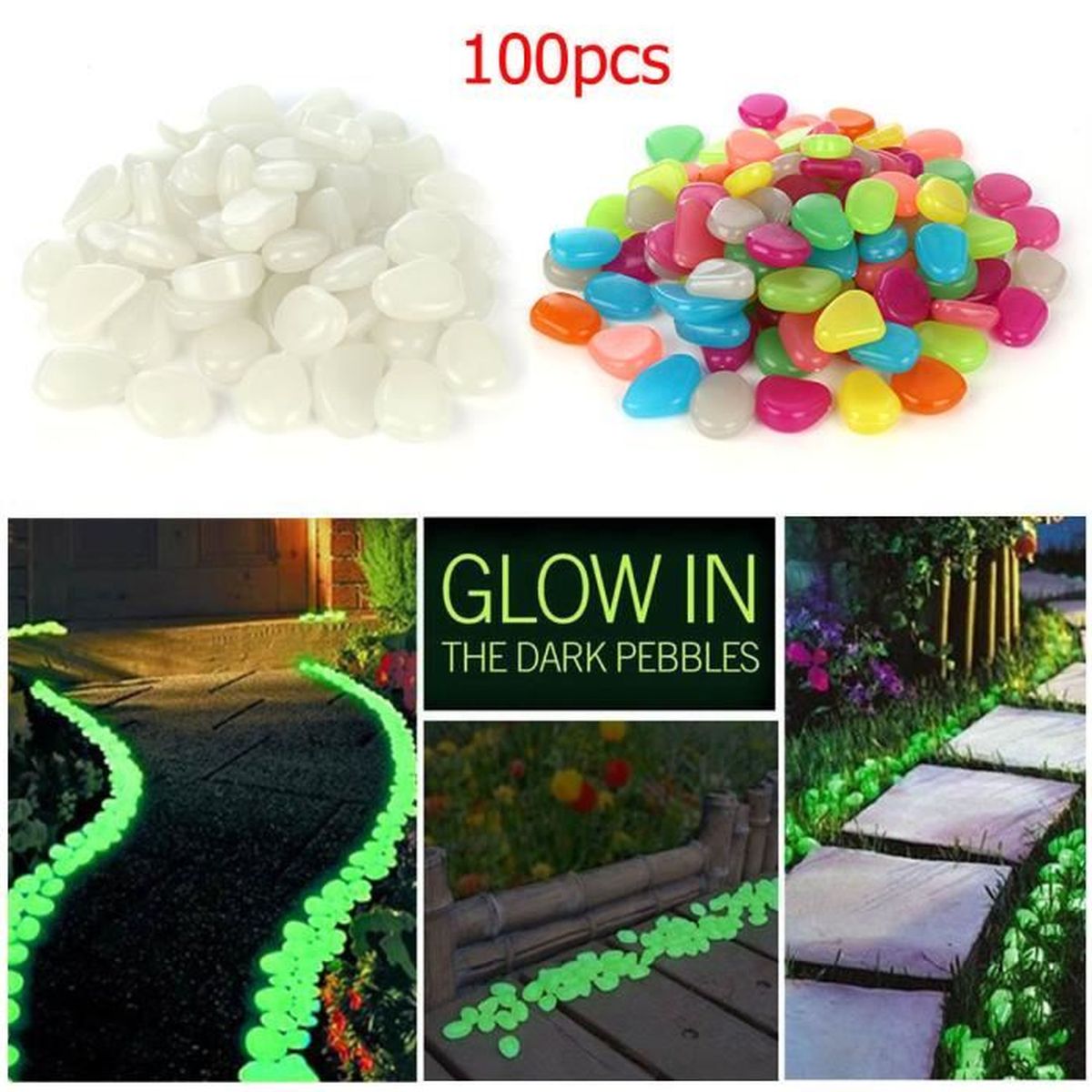 Lot De 100 Galet Cailloux Pierre Lumineux Artificielle Decoration
