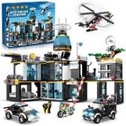 Préfecture de Police HOGOKIDS - Kit de Construction 1261 PCS avec Hélicoptère, Voitures et Moto - Jouet pour Enfants 8 ans et Plus