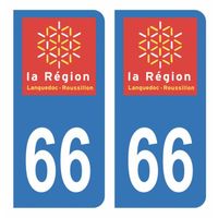 Autocollant Stickers plaque d’immatriculation département 66 Pyrénées-Orientales Ancienne Région Languedoc-Roussillon