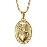 BOBIJOO Jewelry - Pendentif Collier Sacre Cour de Jesus Christ Amour Dieu Femme Acier Inoxydable Plaque Dore Or