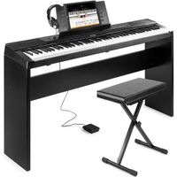 MAX KB6W - Piano numérique 88 touches avec meuble en bois, banc et casque audio pour musicien confirmé
