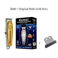 Gold Ajouter une lame de boîte Kemei 1949 — Tondeuse à cheveux électrique sans fil, outil professionnel en mé
