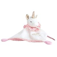Doudou de reves plat Licorne 20 cm multi textures rose blanc Avec boite cadeau Set peluche bebe naissance et carte animaux