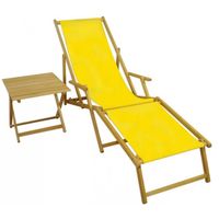 Chaise longue de jardin pliante - ERST-HOLZ - 10-302NFT - Bois massif - Toile jaune - Dossier réglable
