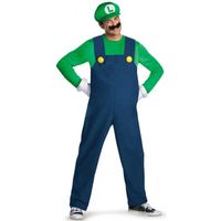 Déguisement Luigi Deluxe Adulte - Personnage Célèbre - Vert - Polyester - Homme - Moustache et Gants inclus