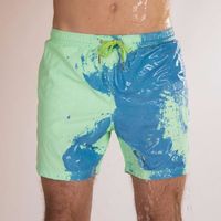 Short de bain Homme Couleur change lorsqu'il est mouillé du vert au bleu Taille élastiquée Casual Séchage rapide
