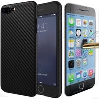 Coque iPhone 8 PLUS Carbone Noir + Verre trempé