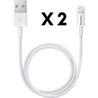 Lot 2 Cables USB Chargeur Blanc pour iPhone 11 / 11 PRO / 11 PRO MAX - Cable Chargeur Mesure 1 Metre [Phonillico®]